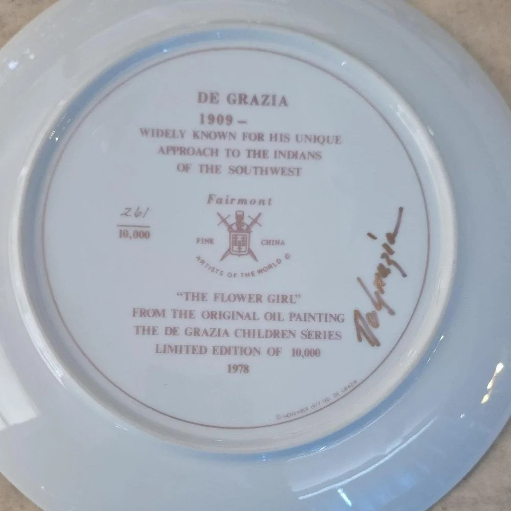 Fairmont De Grazia Flower Girl Limited Edition Fine China Plate 1978
